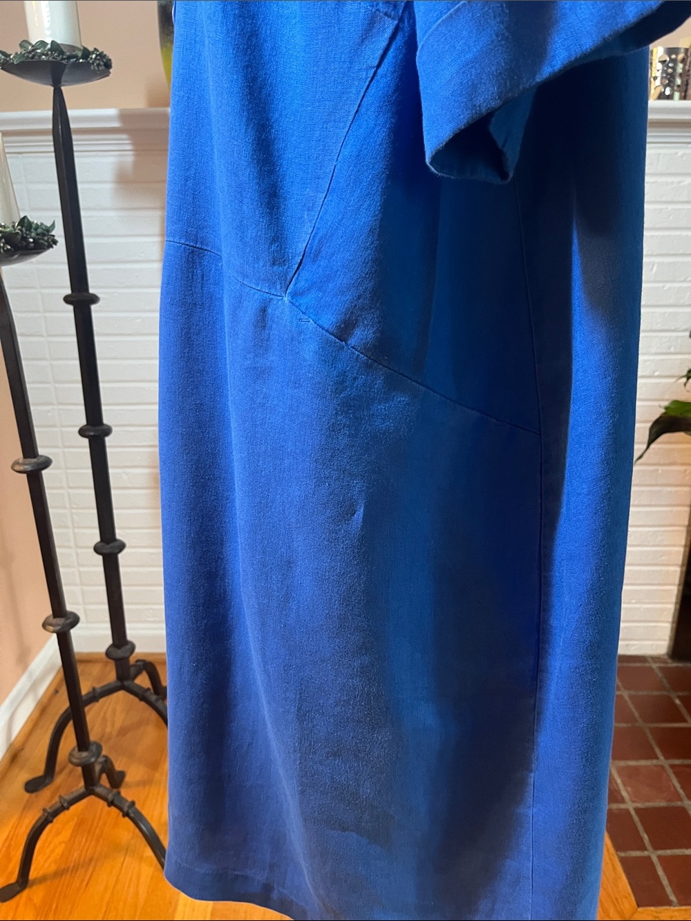 J.Jill Love Linen Bright Royal Blue Collared Button-Front Dress - Picture 7 of 8